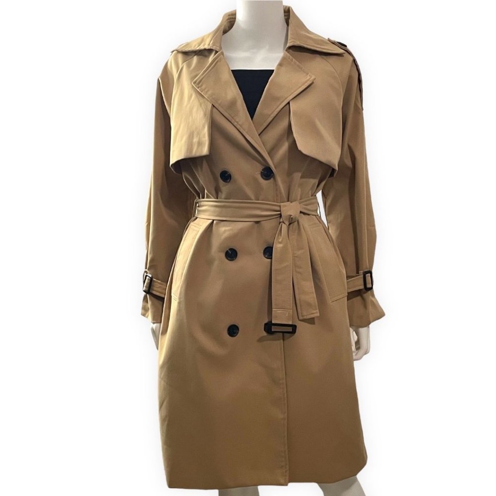Double Breasted Long Trench Coat - Fits US 6-10